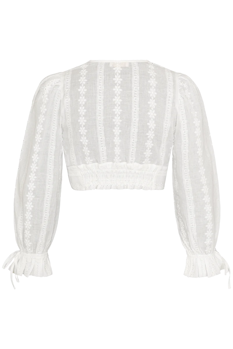 Dirndlbluse mit weiten Ärmeln und Lochmuster