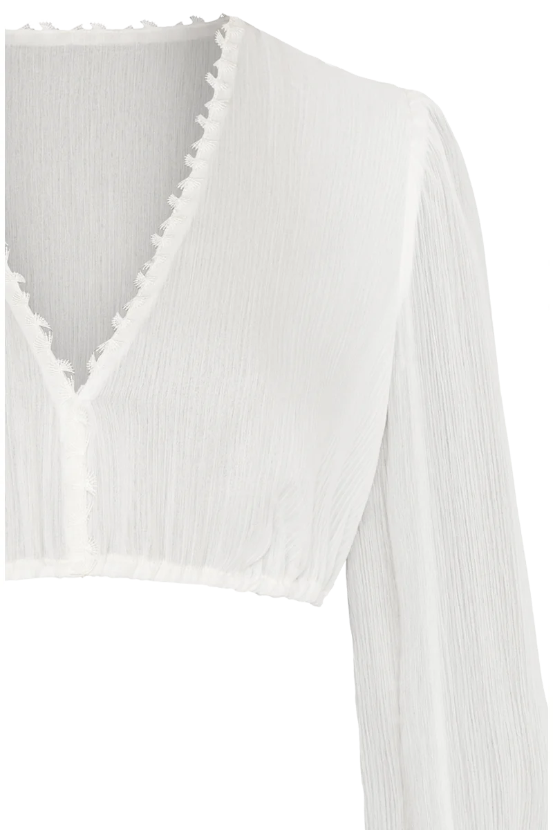 Dirndlbluse mit V-Ausschnitt und 3/4-Ärmeln