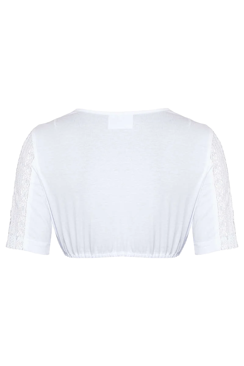 Dirndlbluse mit Stretch-Rücken halbarm weiss