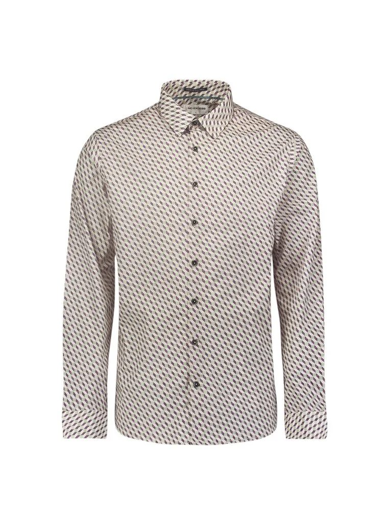 No Excess Langarm FreizeitHemd beige