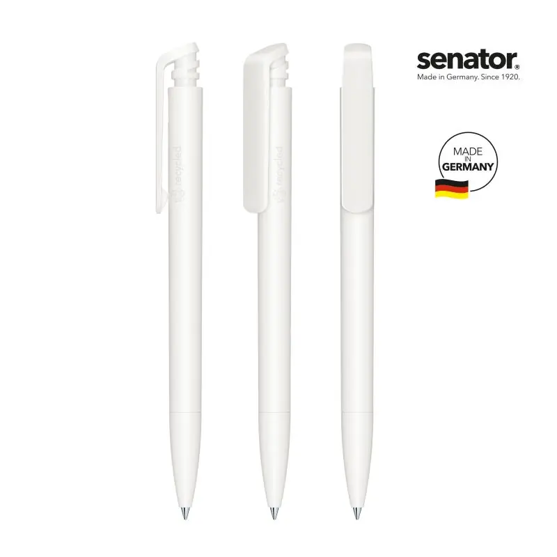 Trento Matt Recycled Druckkugelschreiber - Weiß Umweltfreundlicher Stift mit mattem Finish