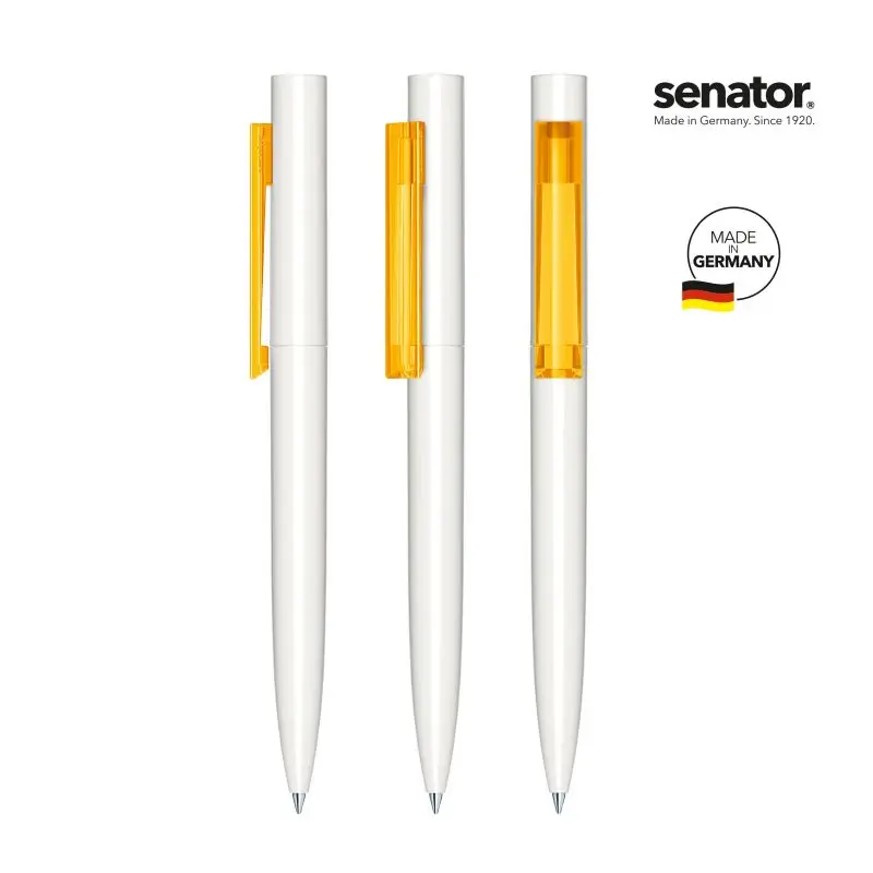 Headliner Polished Basic Drehkugelschreiber - Weiß/Gelb Hochglanzpolierter Stift für präzises Schreiben