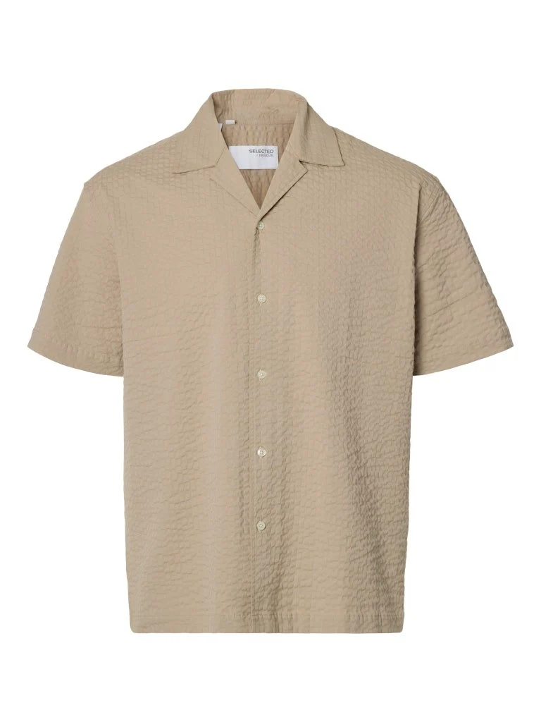 Selected Kurzarm FreizeitHemd Beige