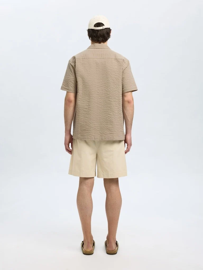Selected Kurzarm FreizeitHemd Beige