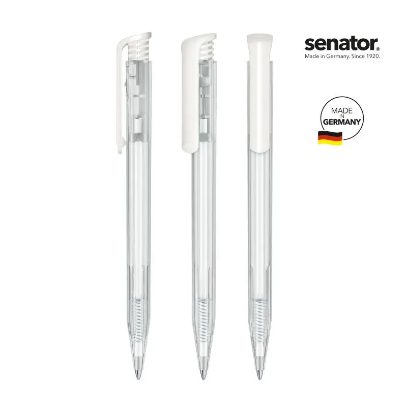 Hochwertiger Transparenter Kugelschreiber mit Klarem Druck – Elegantes Weiß