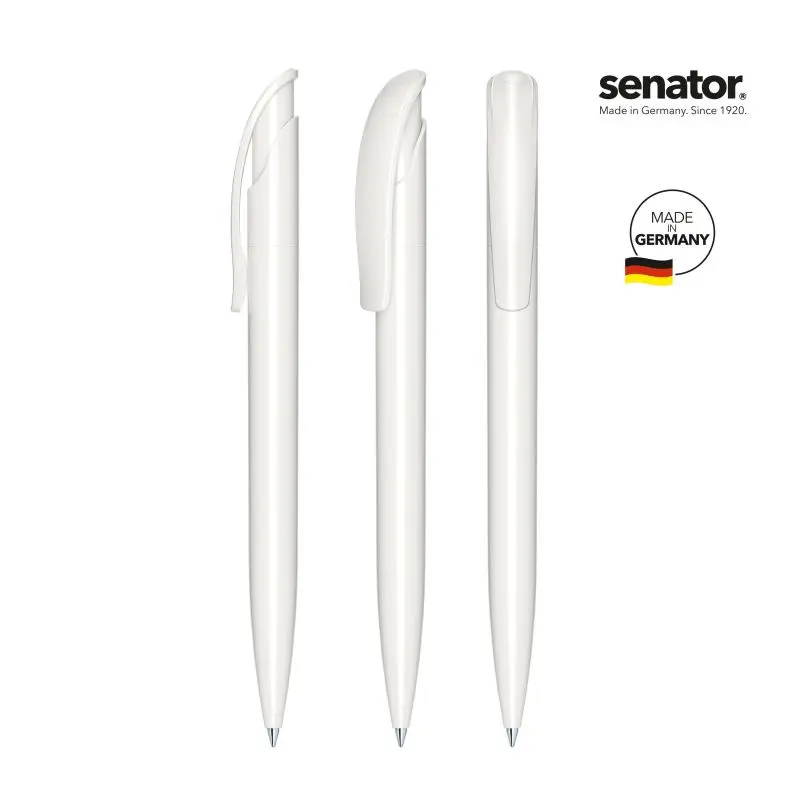 Challenger Glänzender Druckkugelschreiber in Weiß - Elegant & Präzise