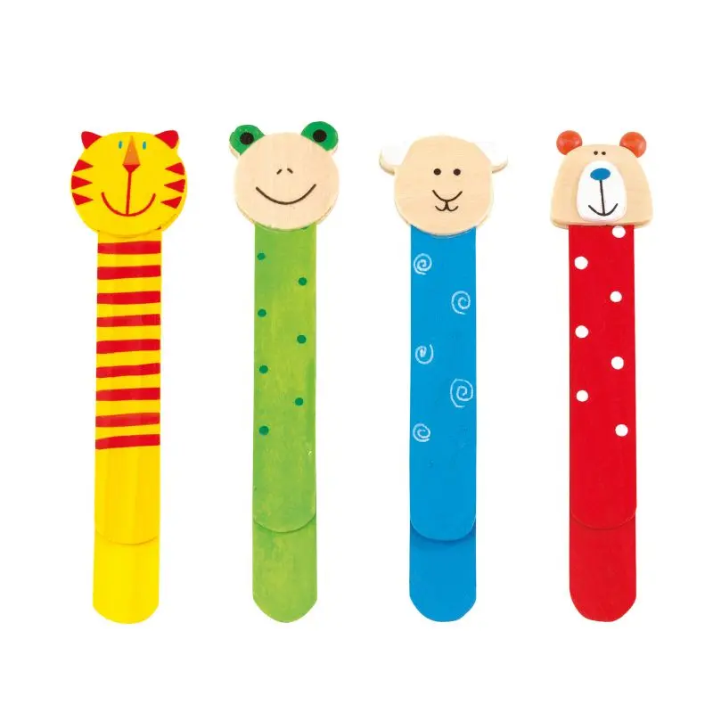 Buntes Holz-Lesezeichen FUNNY ANIMALS - 4-fach sortiert - Einzelpreis