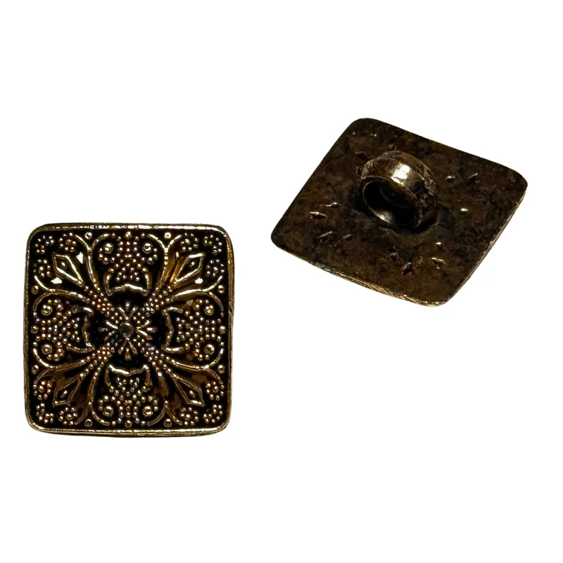 Trachtenknopf Blumenmotiv Altmessing – Ösenknopf – TK-32