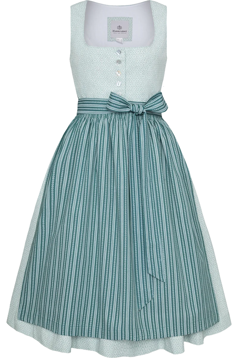 Dirndl aus reiner Baumwolle in Midilänge 70cm - türkis