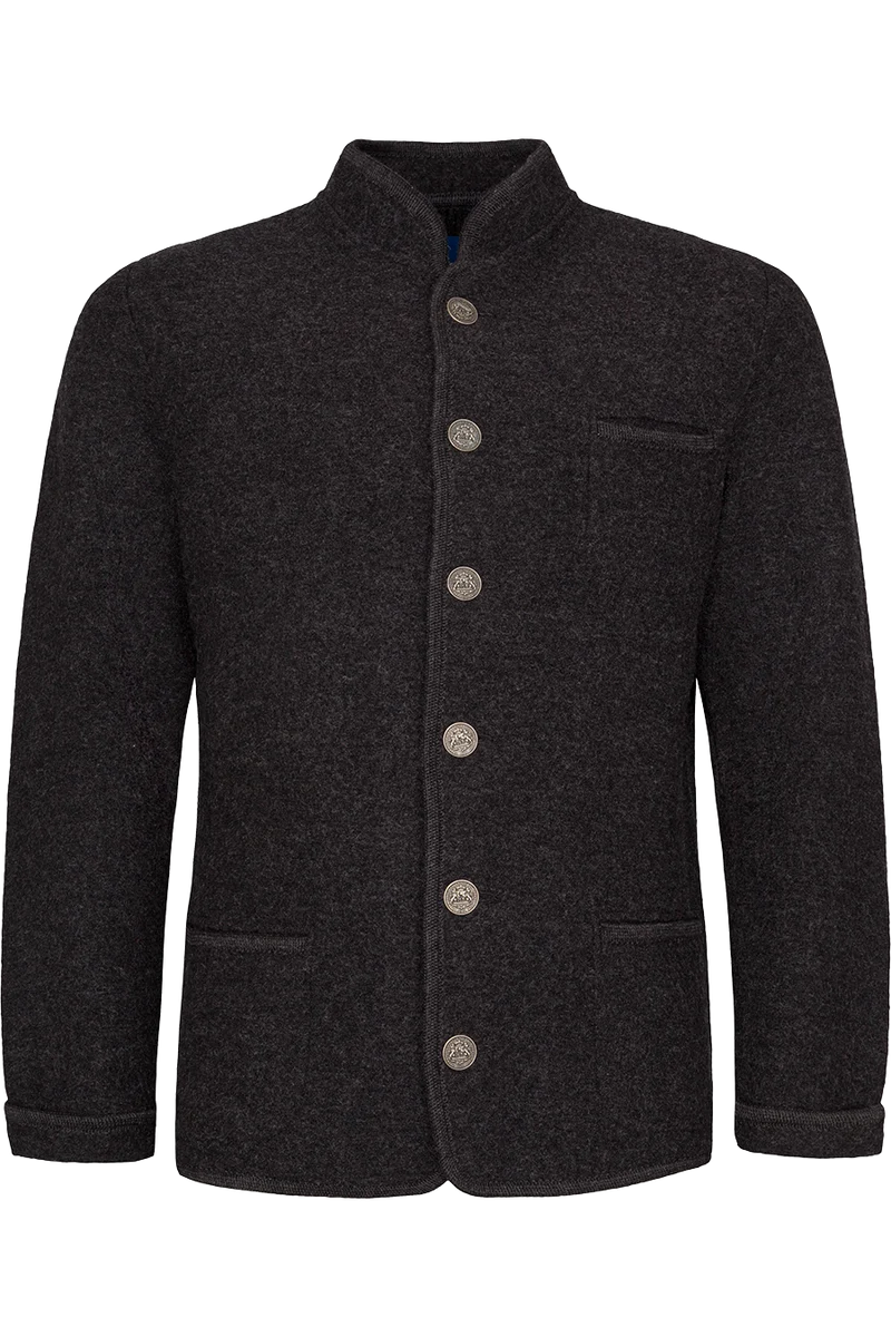 Herren Schurwolljacke mit Stehkragen - anthra/anthra