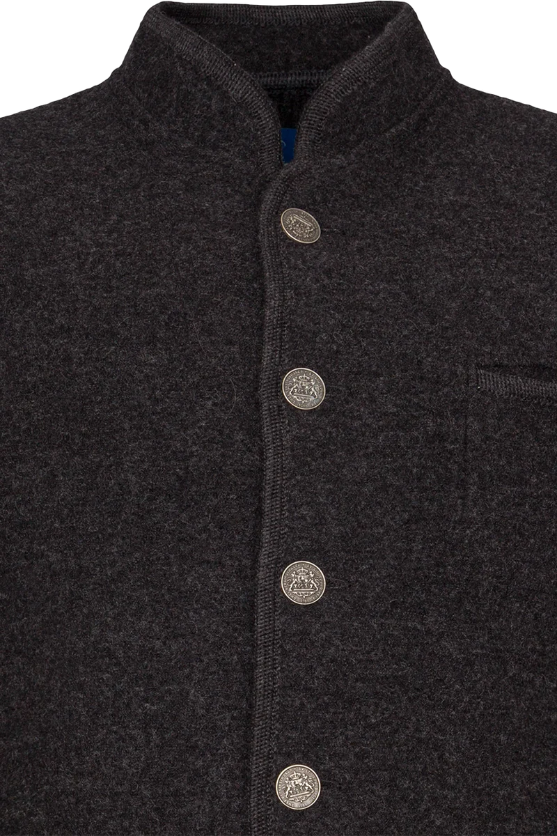 Herren Schurwolljacke mit Stehkragen - anthra/anthra