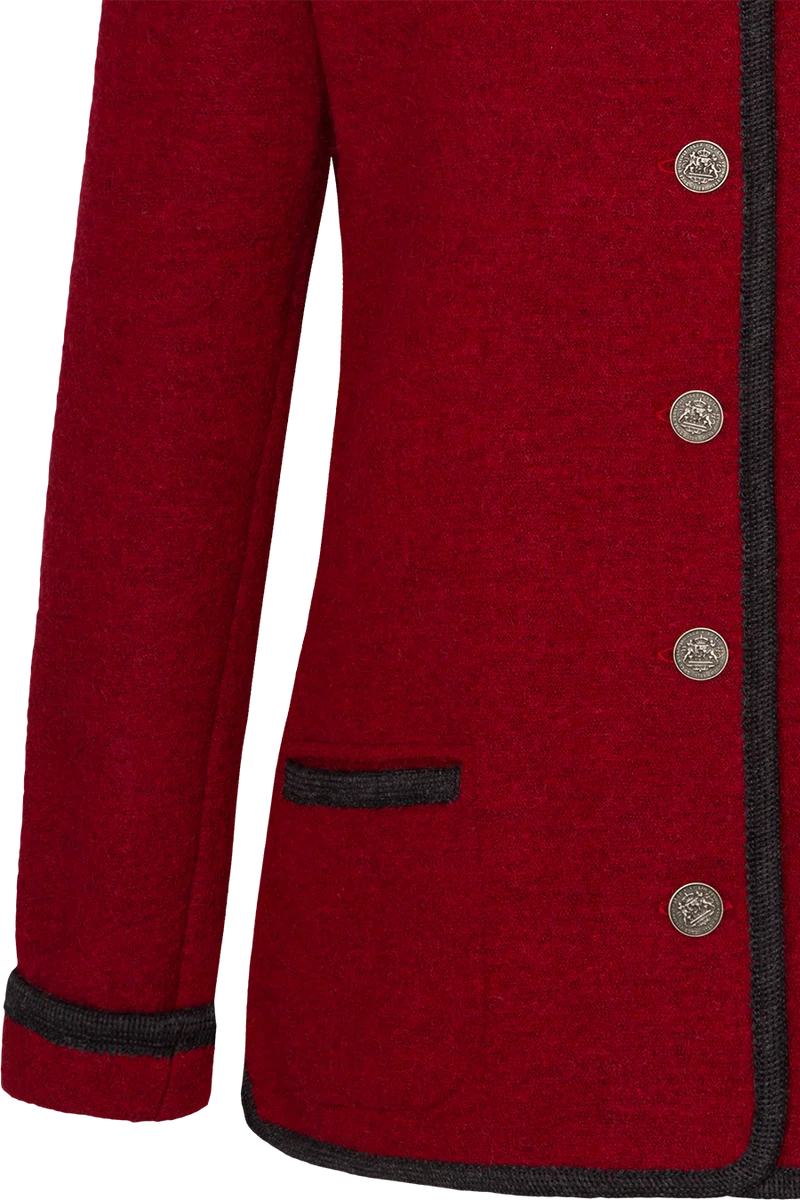 Damen Schurwolljacke mit Stehkragen - weinrot/anthra