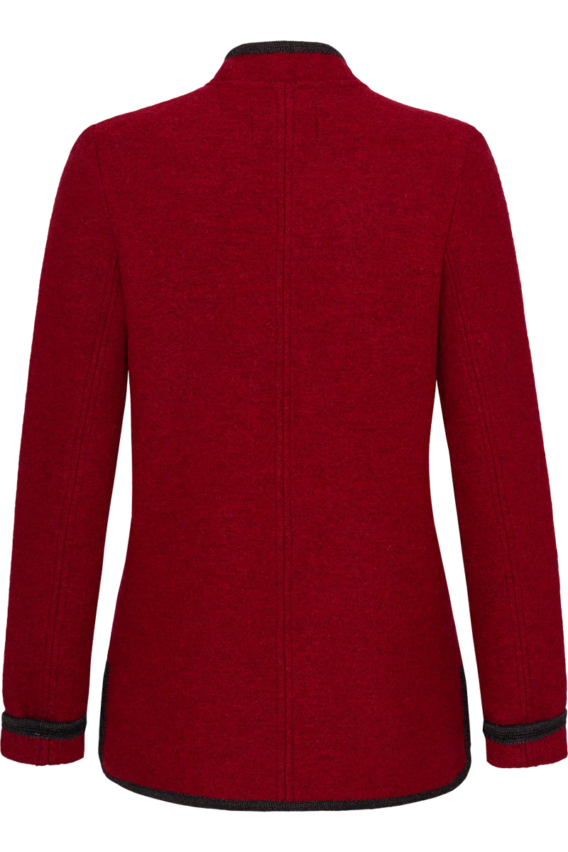 Damen Schurwolljacke mit Stehkragen - weinrot/anthra