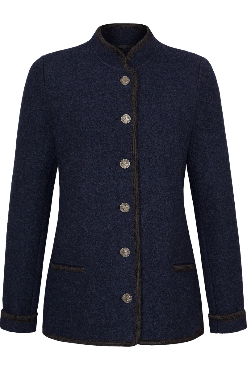 Damen Schurwolljacke mit Stehkragen - marine/anthra