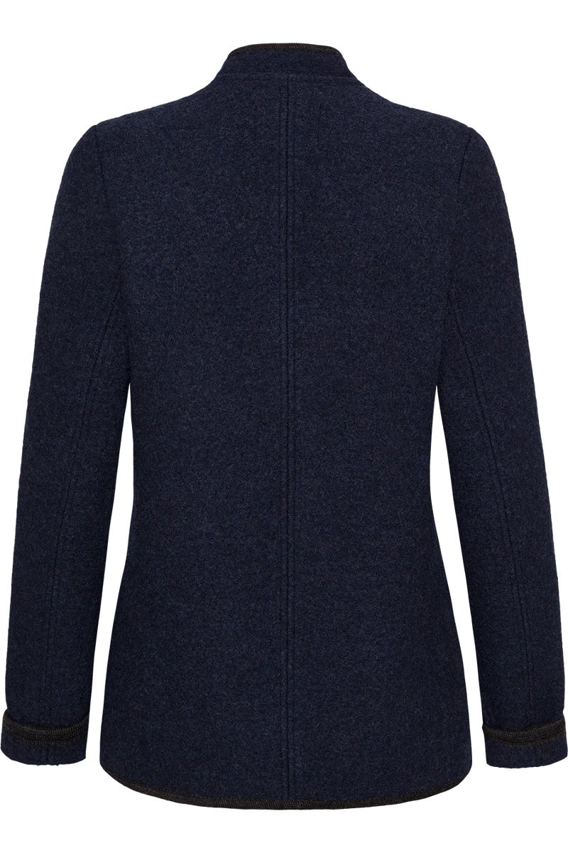 Damen Schurwolljacke mit Stehkragen - marine/anthra
