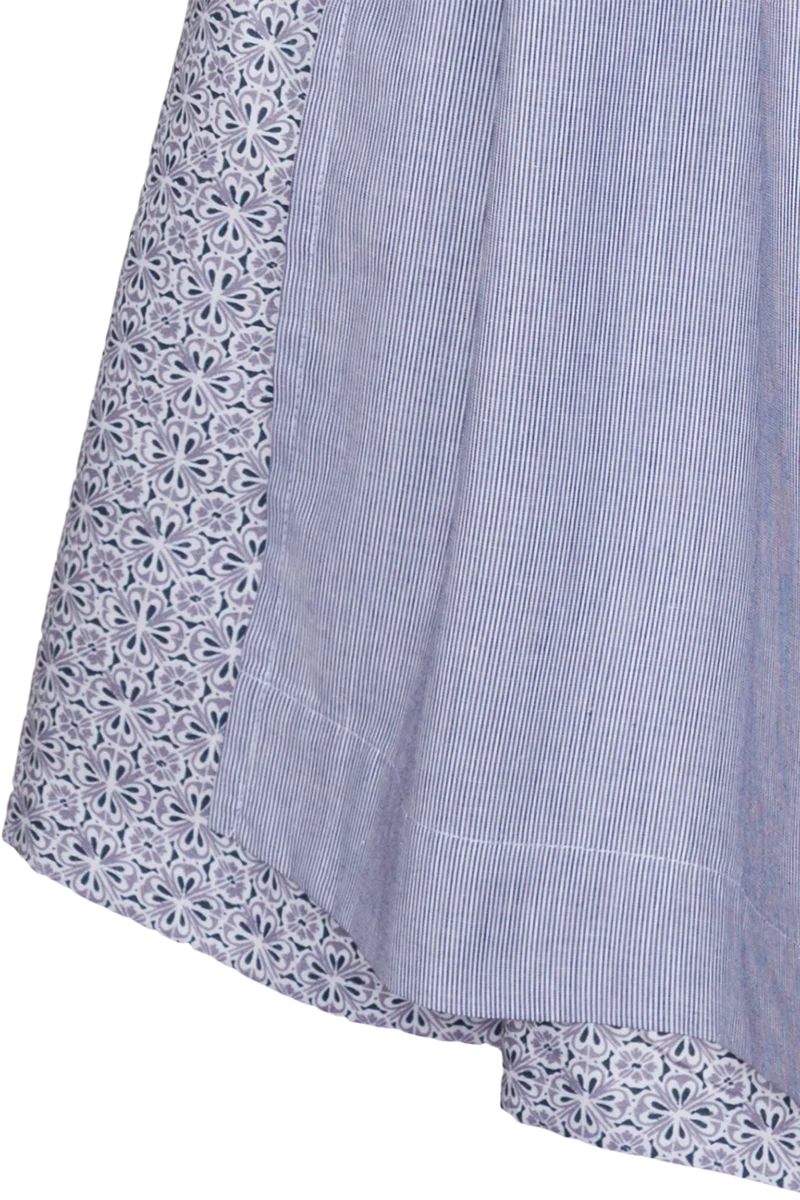 Langes Baumwolldirndl mit Streublumenmuster - blau gemustert
