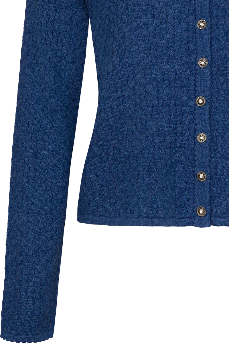 Dirndljacke traditionell mit Rundhalsausschnitt - mittelblau