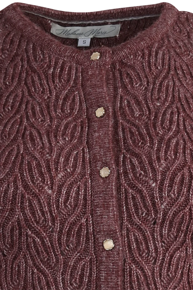 Damen Trachtenjacke mit Strickmuster und weiten Ärmeln - mahagoni melange