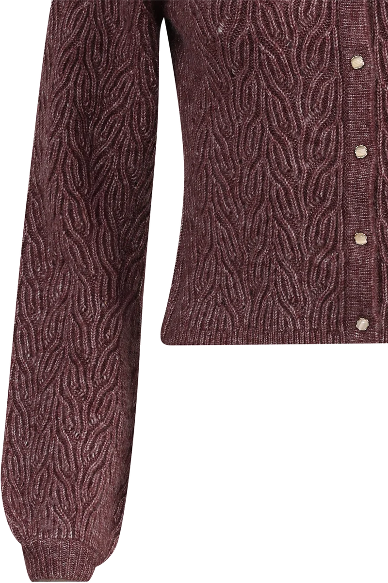 Damen Trachtenjacke mit Strickmuster und weiten Ärmeln - mahagoni melange