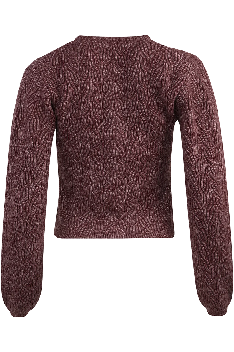 Damen Trachtenjacke mit Strickmuster und weiten Ärmeln - mahagoni melange