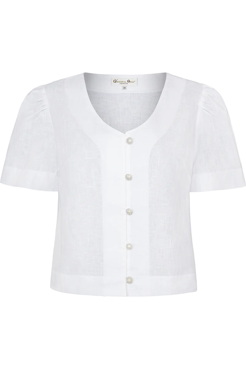 Damen Miederbluse mit Kurzarm - weiß