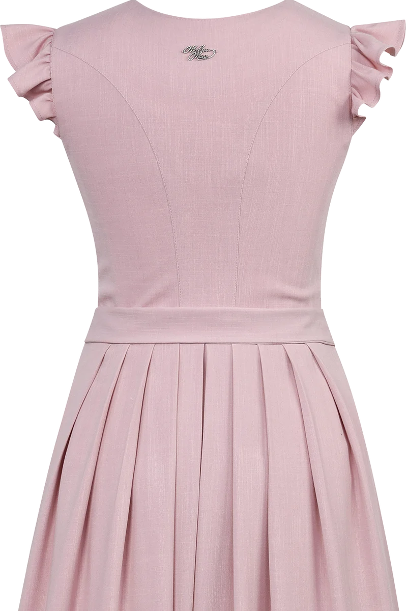 Einfarbiges Midi-Dirndl mit Flügelärmel und Unterrock - blush