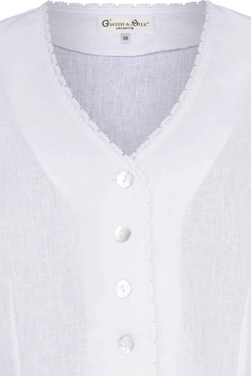Damen Trachtenbluse mit Leinenanteil - weiß