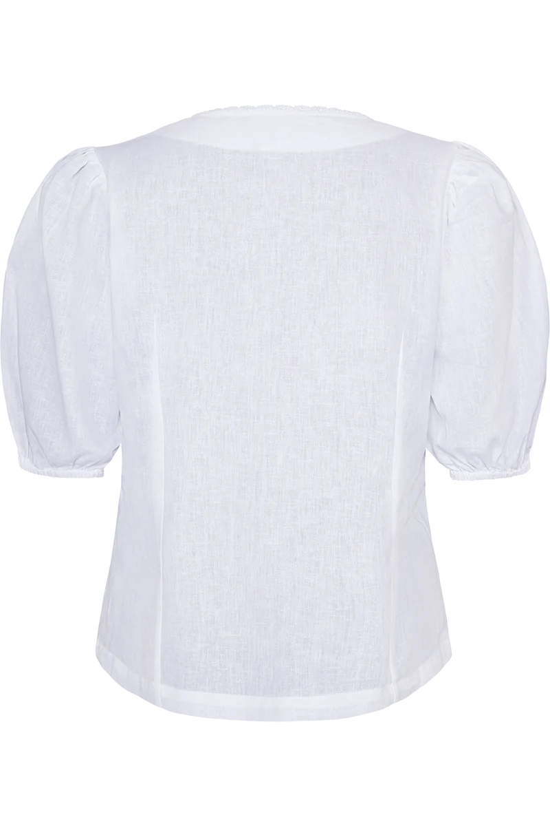 Damen Trachtenbluse mit Leinenanteil - weiß