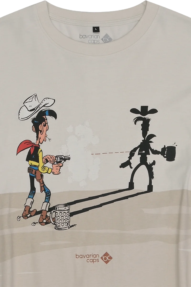 Herren T-Shirt mit Lucky Luke Schattenmotiv - beige