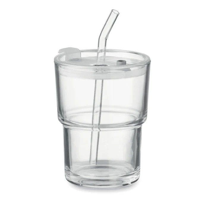 Glasbecher mit Strohhalm 400ml