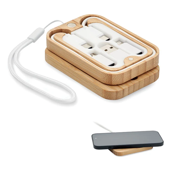 15-W-Wireless-Ladegerät aus Bambus