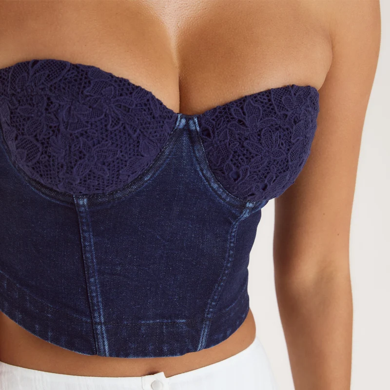 Denim Korsett-Oberteil - Indigo