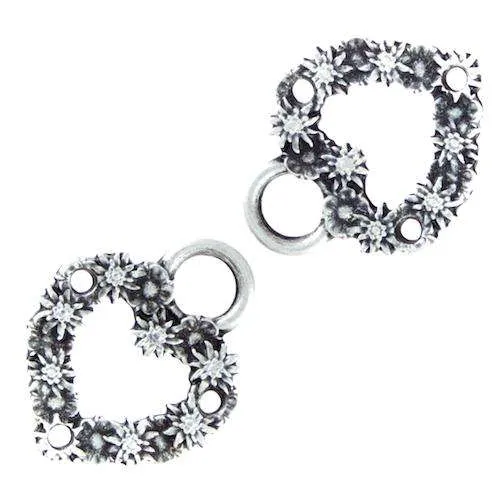 Miederöse Edelweiß Herz Silber – Metall TS-3