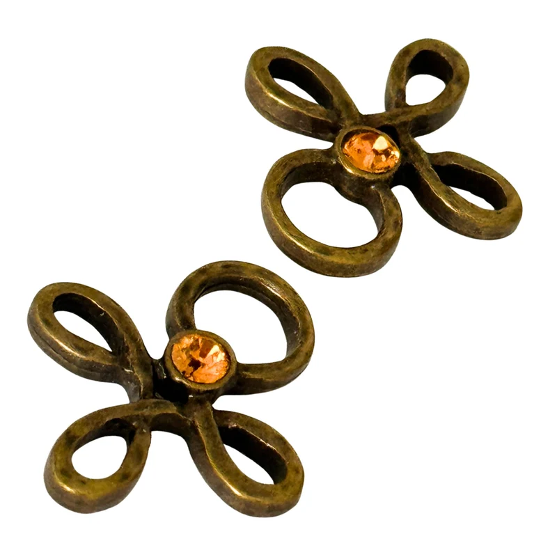 Trachten Miederöse Kleeblatt Altgold mit Swarovski® Topaz – TS-16