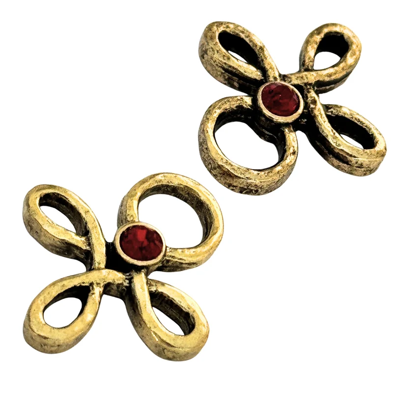 Trachten Miederöse Kleeblatt Gold mit Swarovski® Siam – TS-16