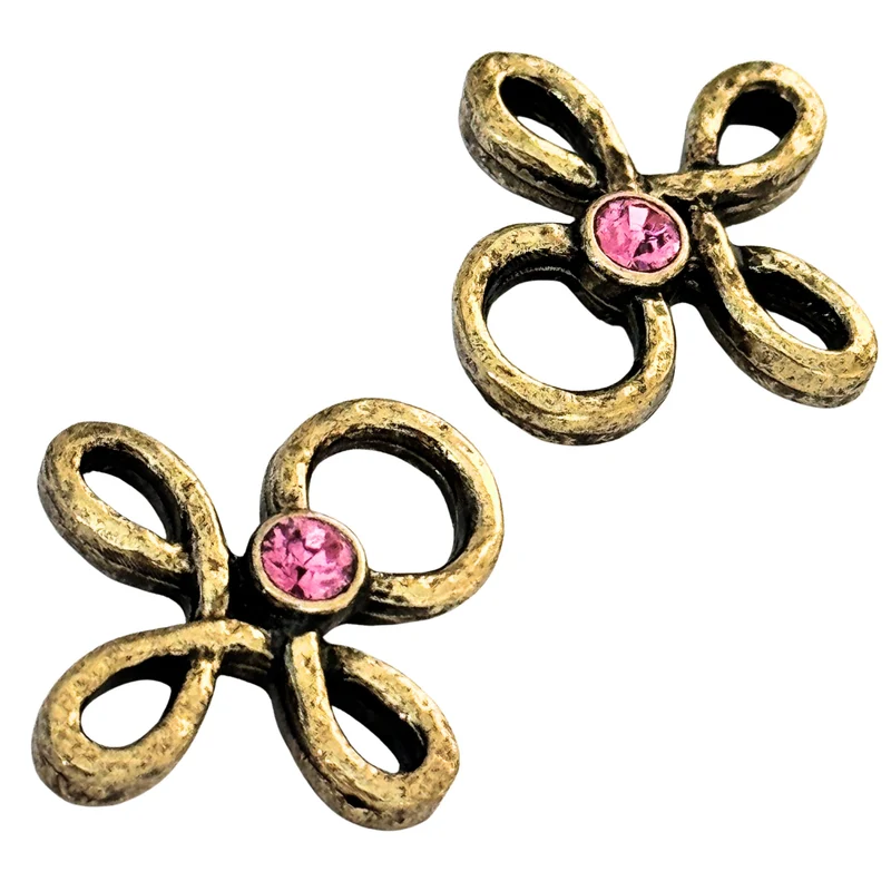 Trachten Miederöse Kleeblatt Gold mit Swarovski® Rosé – TS-16