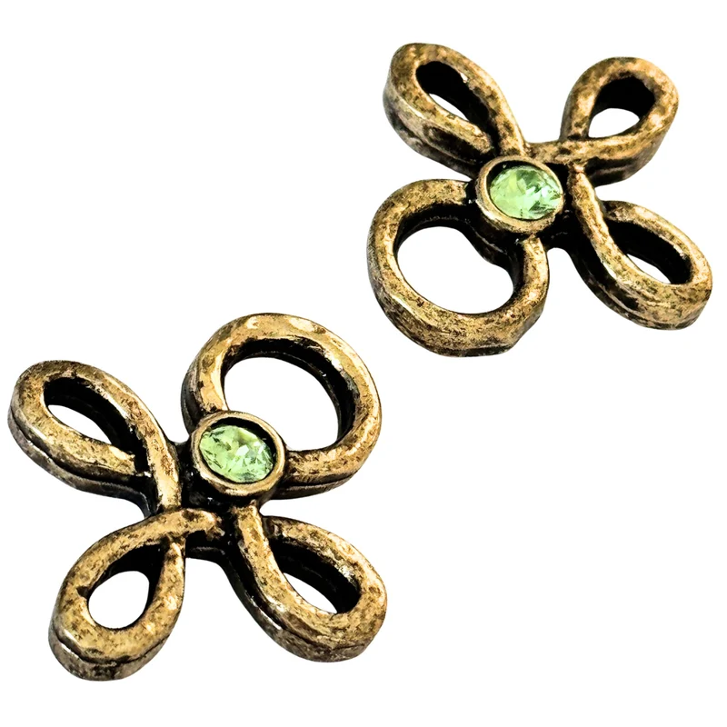 Trachten Miederöse Kleeblatt Gold mit Swarovski® Peridot – TS-16