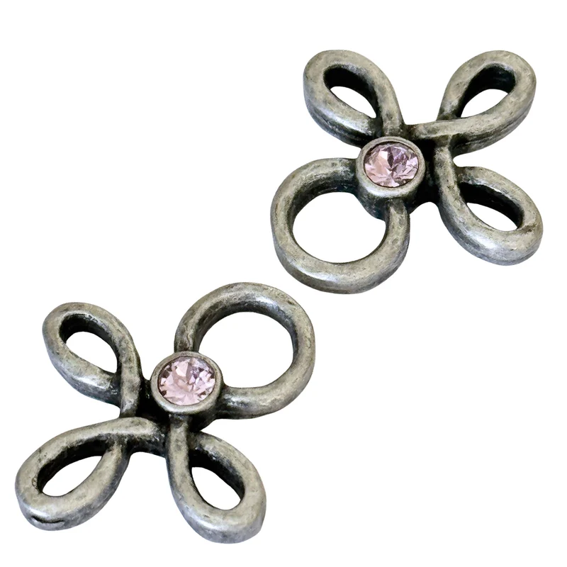 Trachten Miederöse Kleeblatt Silber mit Swarovski® Light Amethyst – TS-16