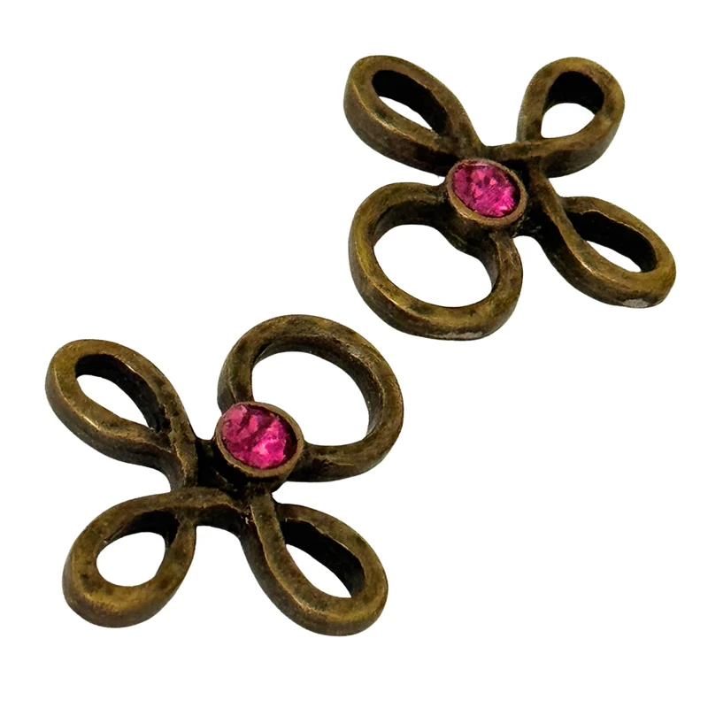 Trachten Miederöse Kleeblatt Altgold mit Swarovski® Fuchsia – TS-16