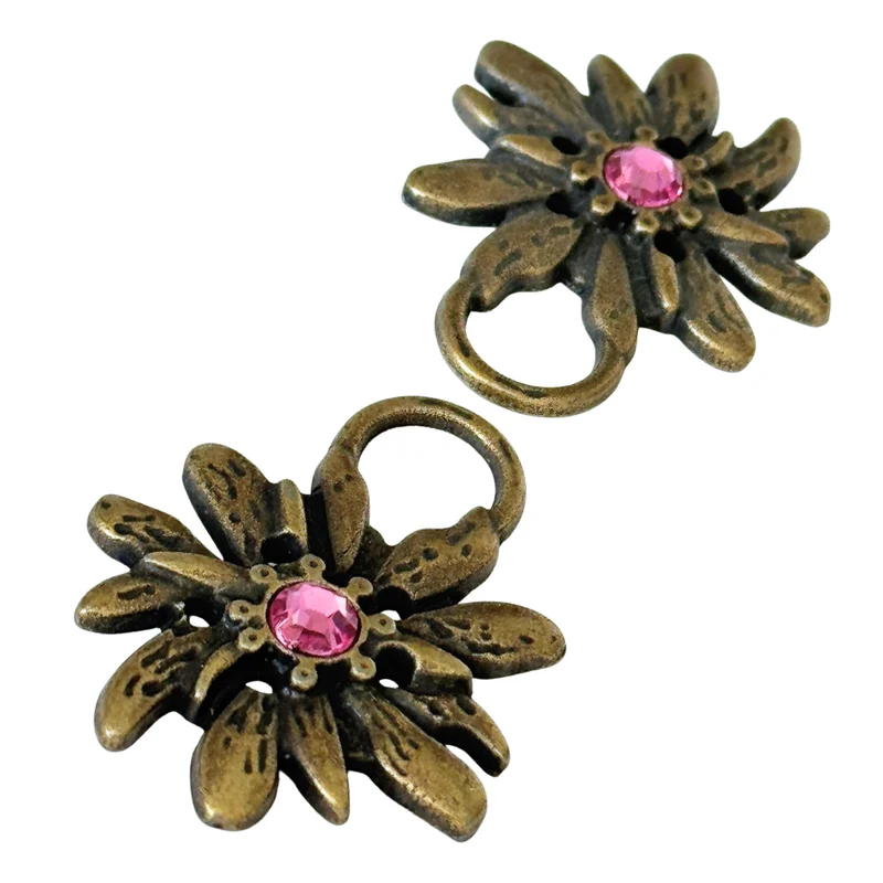 Dirndl Miederösen Edelweiß Altgold mit Swarovski® Rosé – TS-100