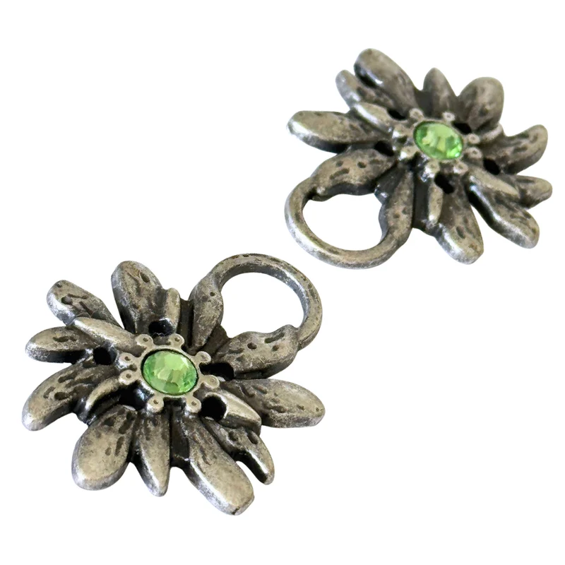 Dirndl Miederösen Edelweiß Silber mit Swarovski® Peridot – TS-100