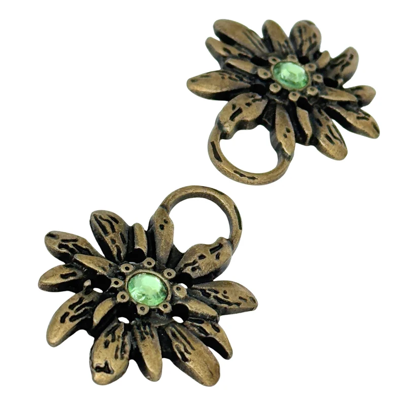 Dirndl Miederösen Edelweiß Altgold mit Swarovski® Peridot – TS-100