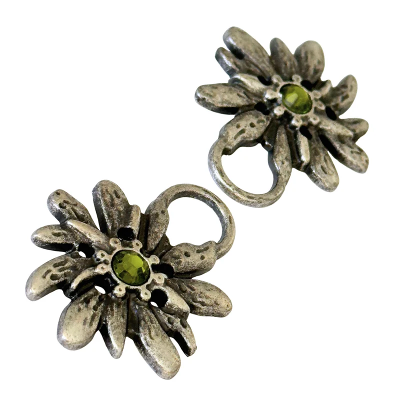 Dirndl Miederösen Edelweiß Silber mit Swarovski® Olivine – TS-100
