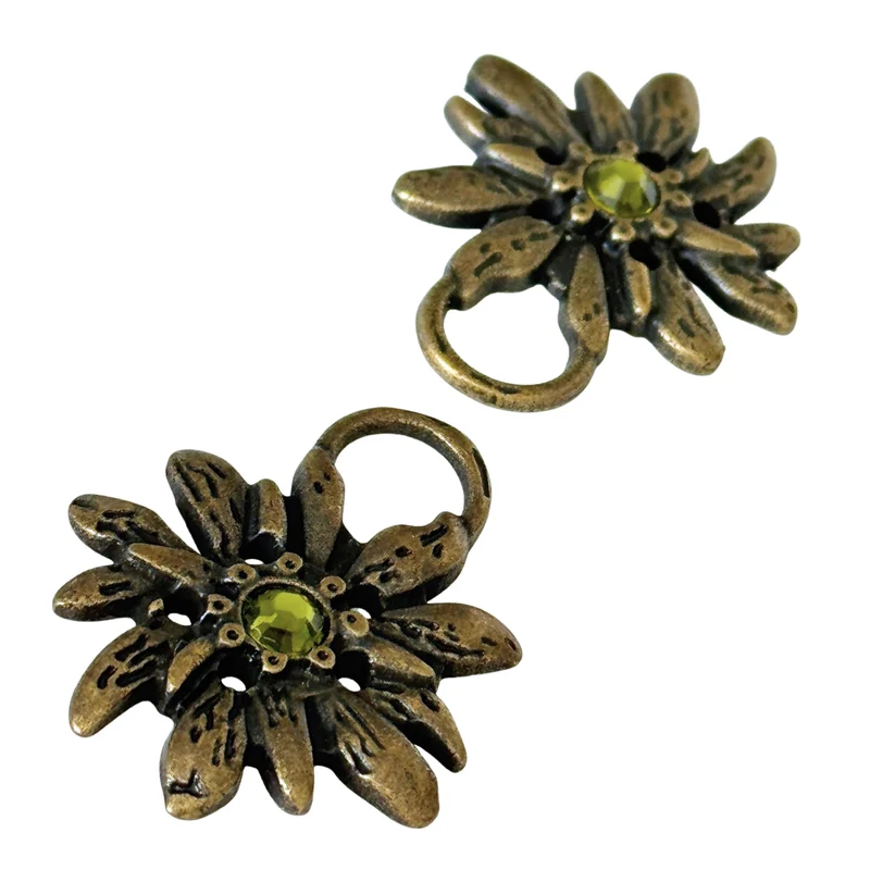 Dirndl Miederösen Edelweiß Altgold mit Swarovski® Olivine – TS-100