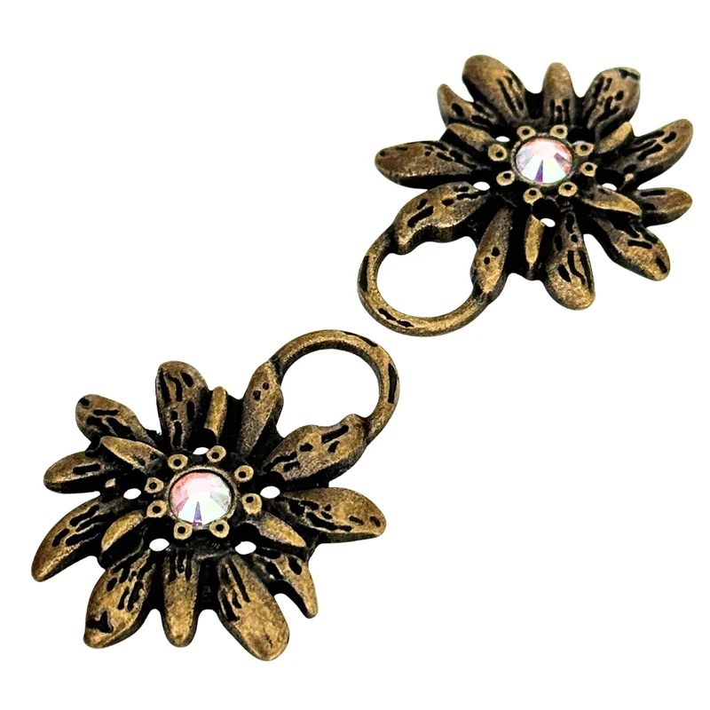 Dirndl Miederösen Edelweiß Altgold mit Swarovski® Multicolor – TS-100