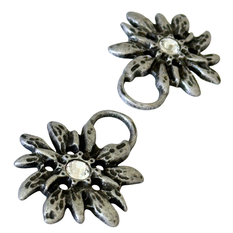 Dirndl Miederösen Edelweiß Silber mit Swarovski® Crystal – TS-100