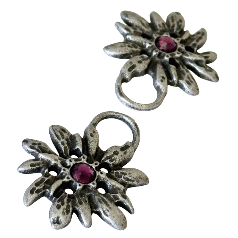 Dirndl Miederösen Edelweiß Silber mit Swarovski® Amethyst – TS-100