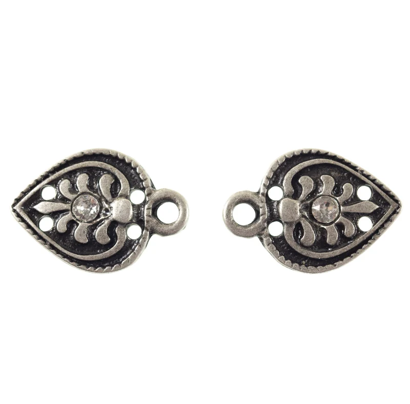 Miederöse Blume Floral Silber – Metallöse mit Strasssteinen TS-10