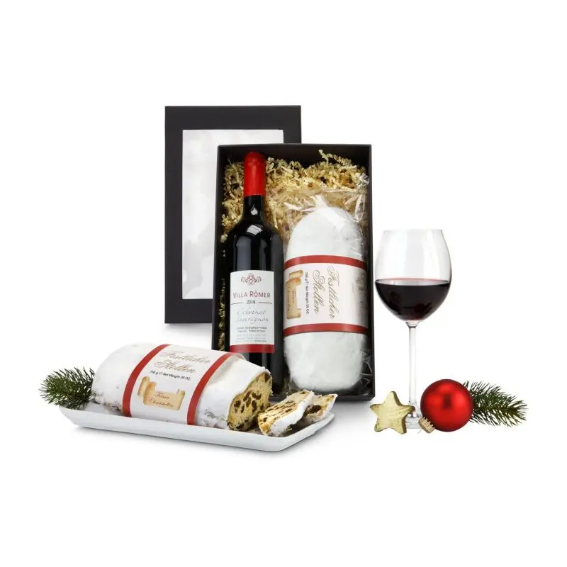 Genussvolles Geschenkset: Rotwein & Traditioneller Stollen – Festliche Köstlichkeiten