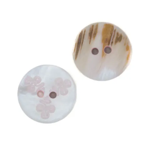 Perlmuttknopf Natur Creme/Natur/Rosa/Pink 2-Loch – PL-48-CREME-ROSA